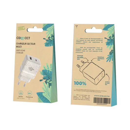 Chargeur Secteur Multi (Type-C + USB) Eco-Friendly 33W